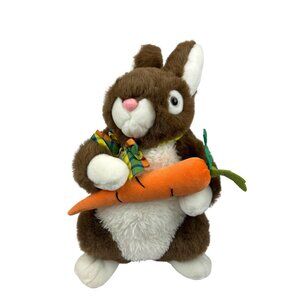 Brown Bunny Rabbit Stuffed Carrot & Bow Plush By MTY International